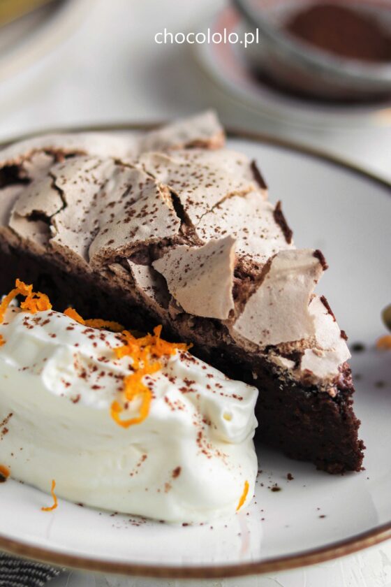 pomarańczowe brownie z bezą
