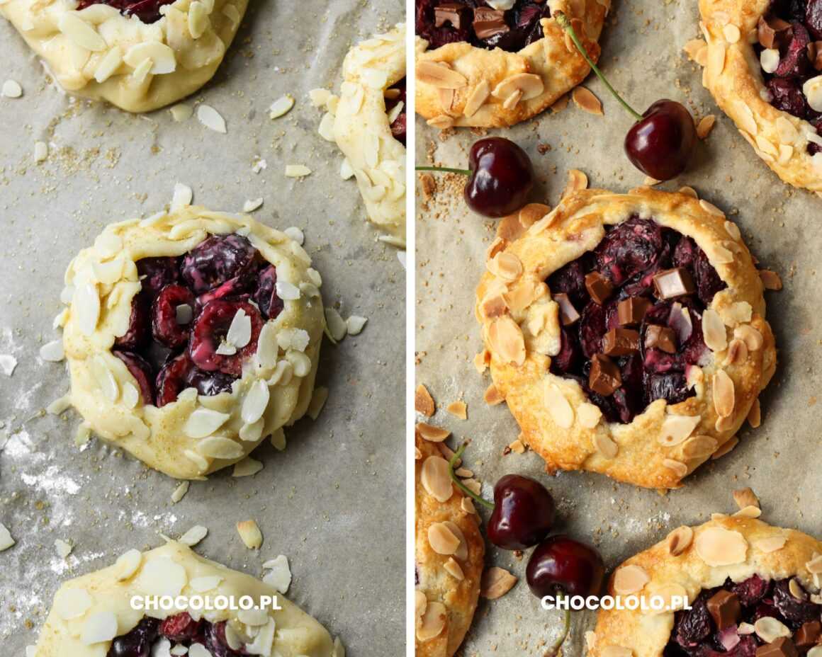 mini galette z czereśniami i czekoladą pieczenie