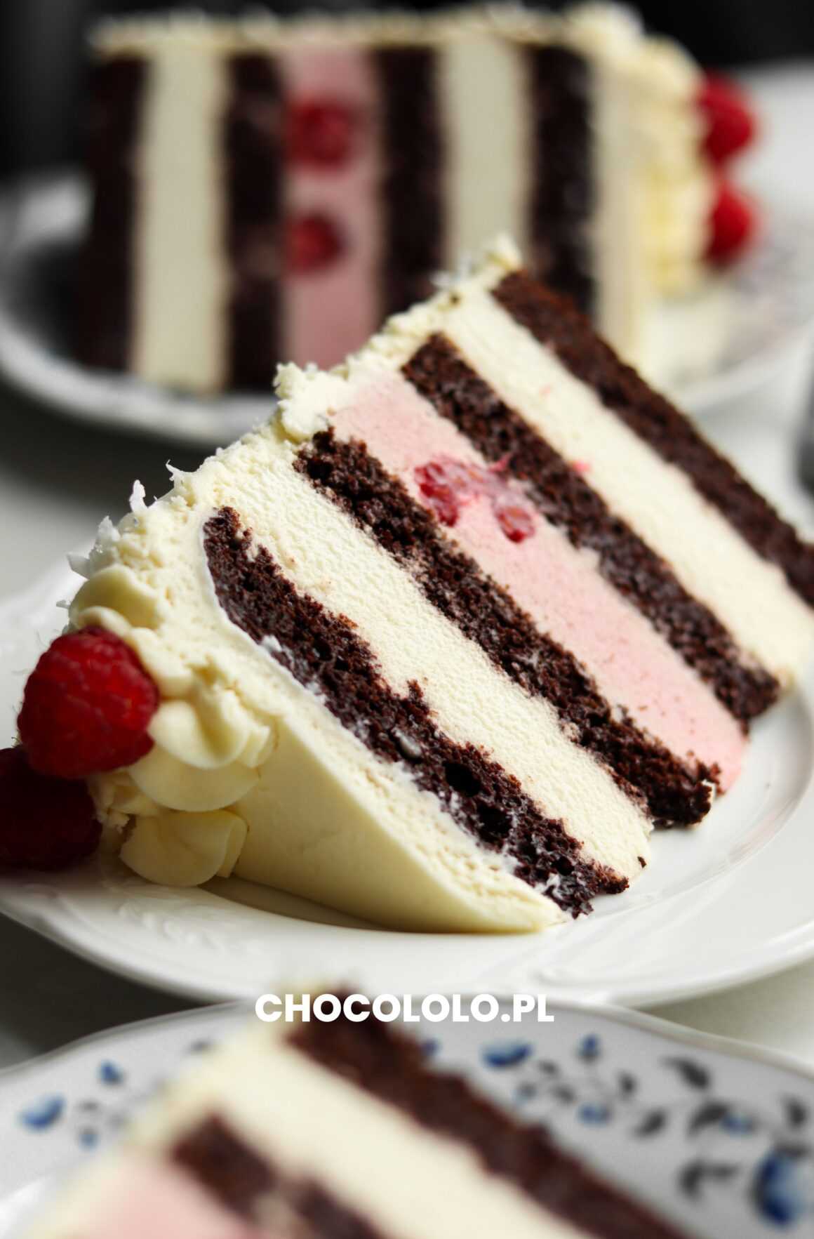 tort czekoladowo-kokosowy z malinami