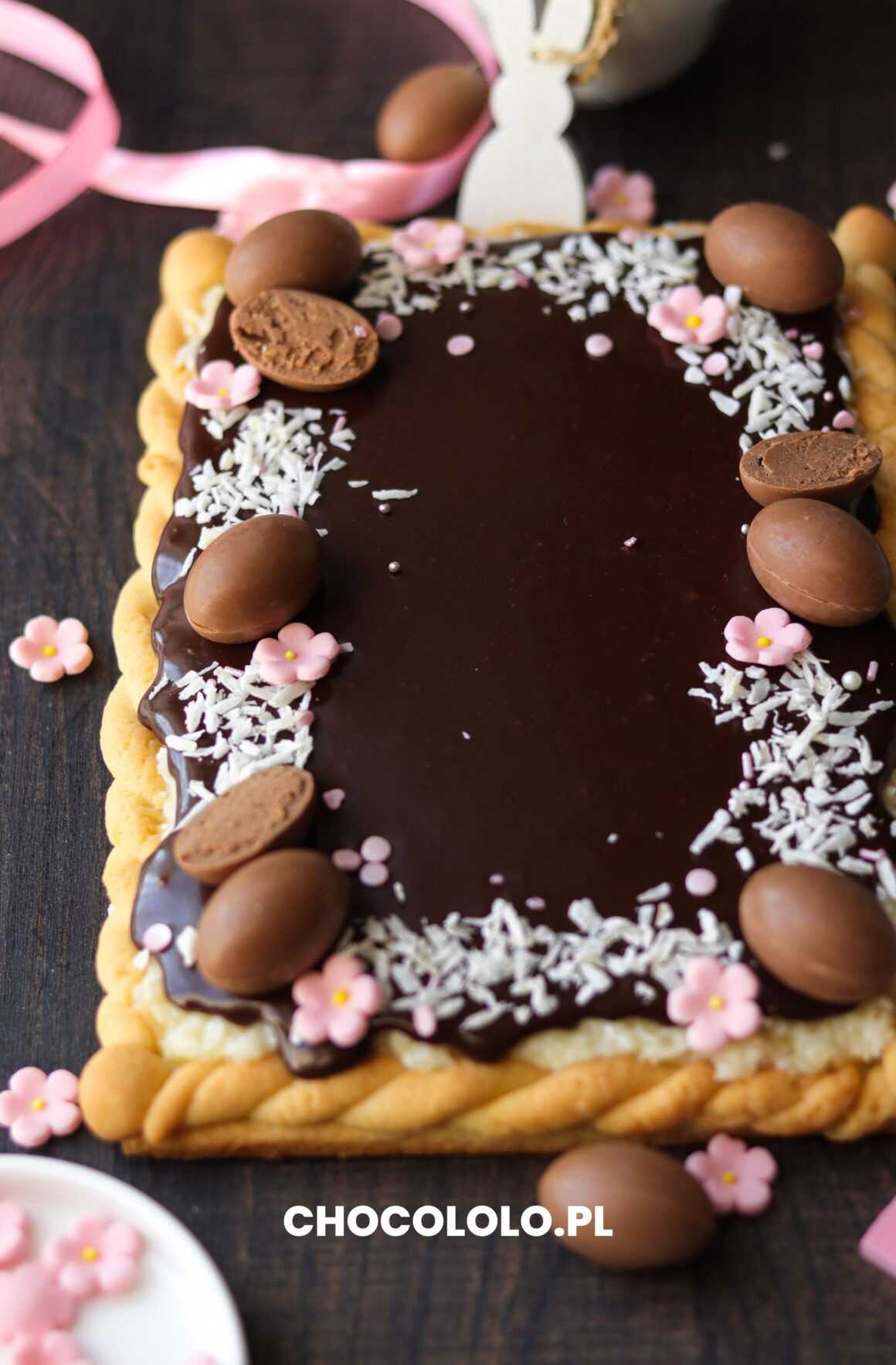 mazurek kokosowy z czekoladą