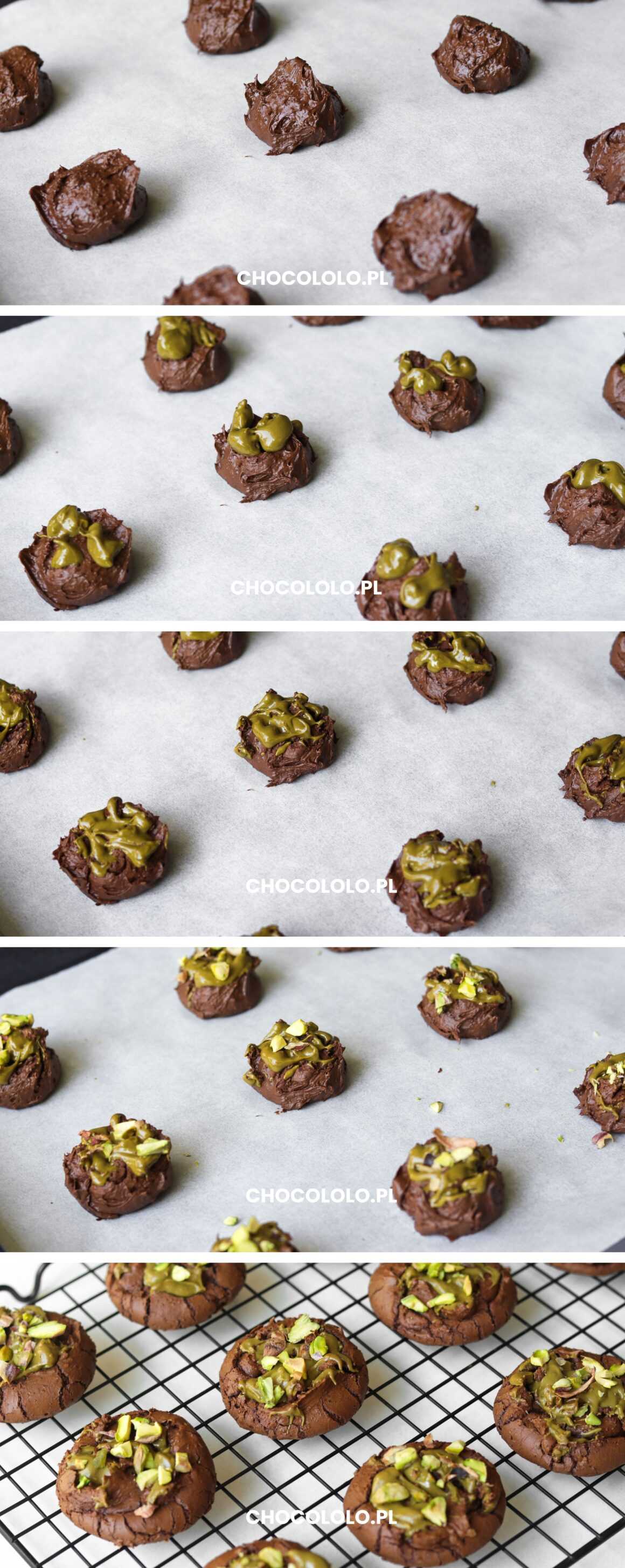 przepis na ciasteczka brownie z pastą pistacjową i pistacjami
