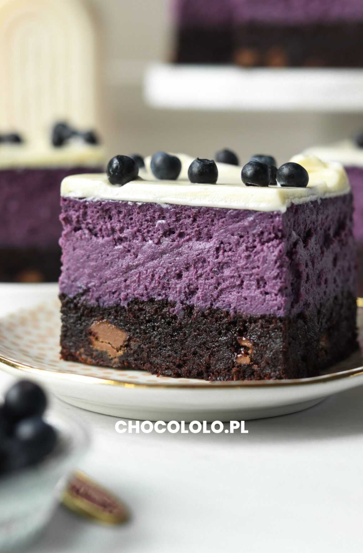 najlepszy sernik z jagodami na czekoladowym spodzie brownie