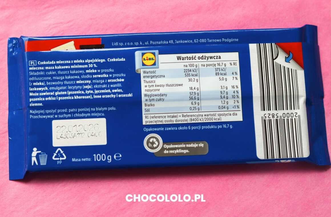 skład czekolady mlecznej Fin Carre z Lidla