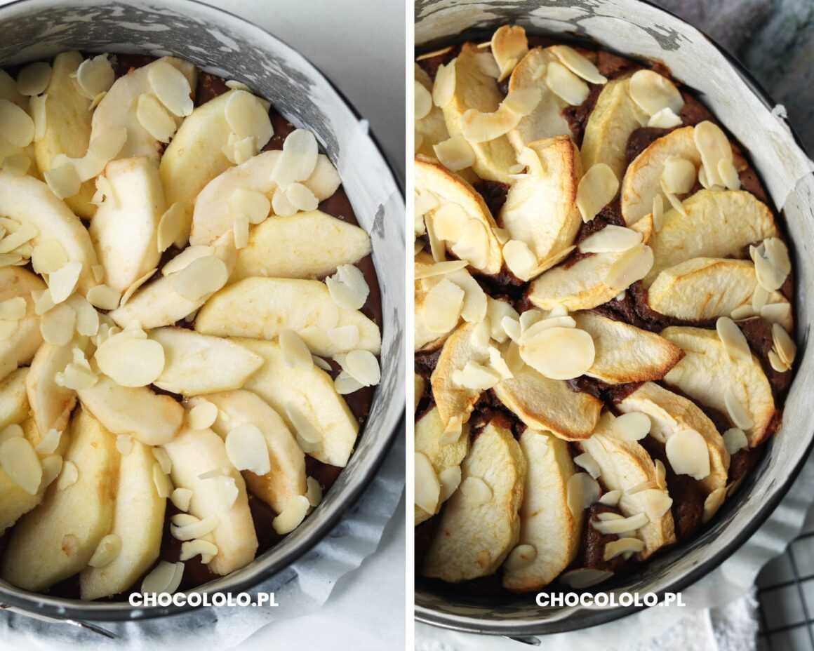 przepis na ciasto czekoladowo-migdałowe z jabłkami