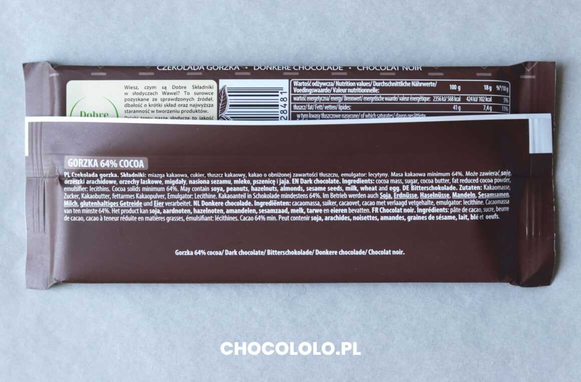 Skład czekolady Wawel 64%