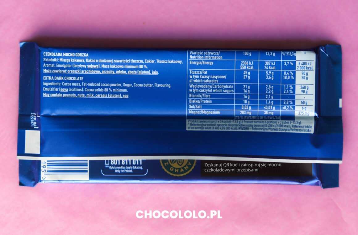 Skład czekolady gorzkiej 80% Wedel