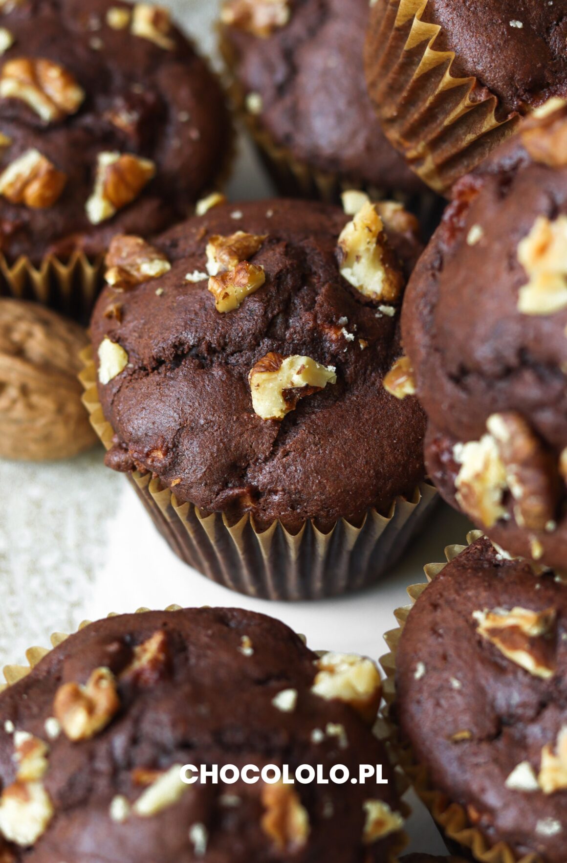 muffinki czekoladowe z mąki orkiszowej z jabłkami