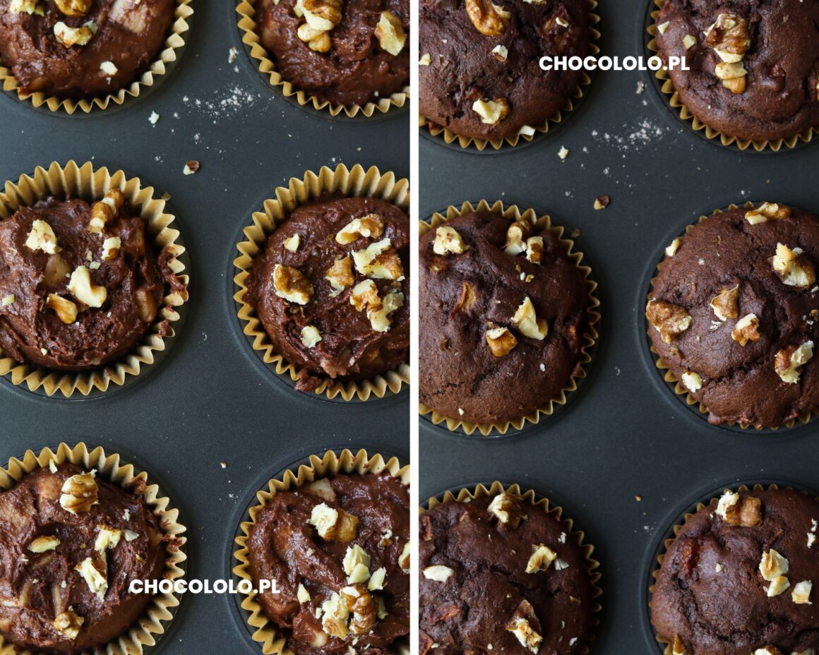 przepis na czekoladowe muffinki orkiszowe z jabłkami