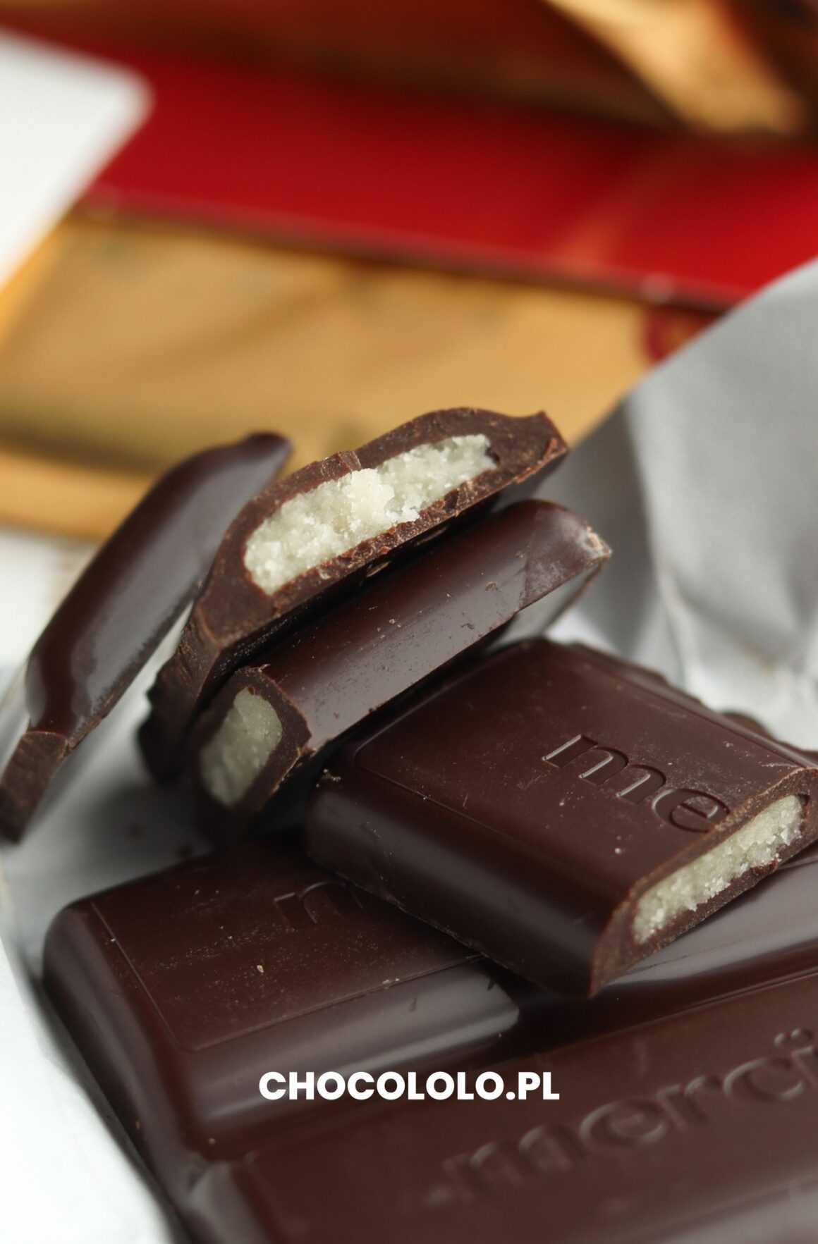 recenzja czekolady merci z nadzieniem marcepanowym