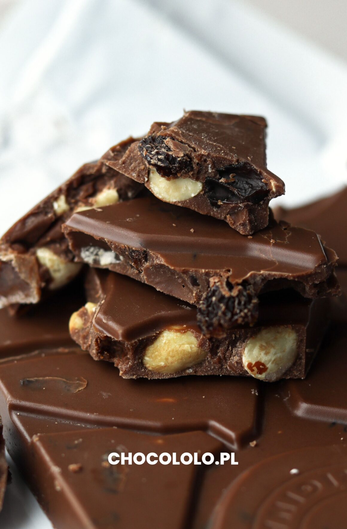 Kostki czekolady Studentskiej Orion z orzechami, żelkami i rodzynkami