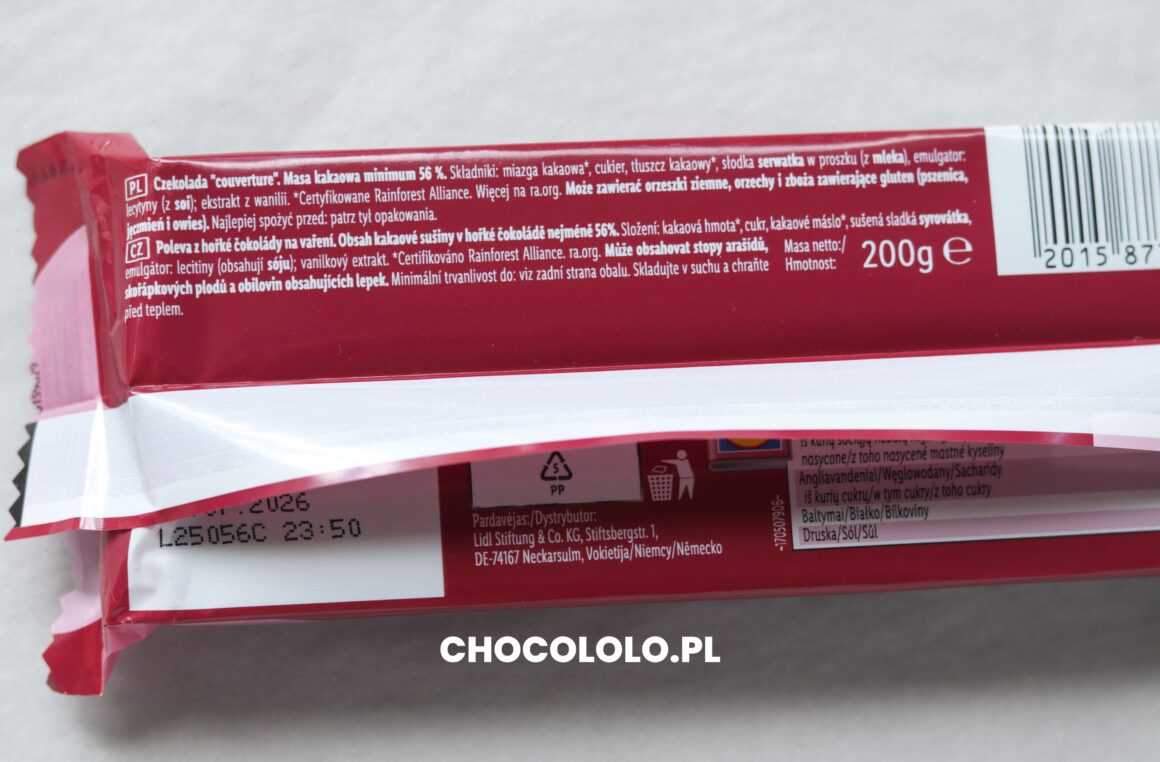 Kuwertura 56% Lidl skład