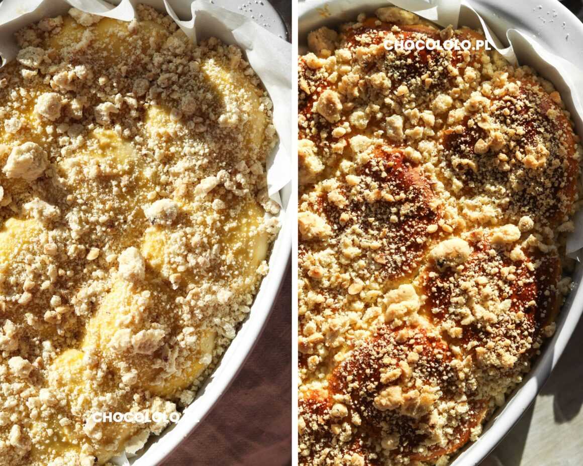 odrywane bułeczki drożdżowe z nutellą i kruszonką