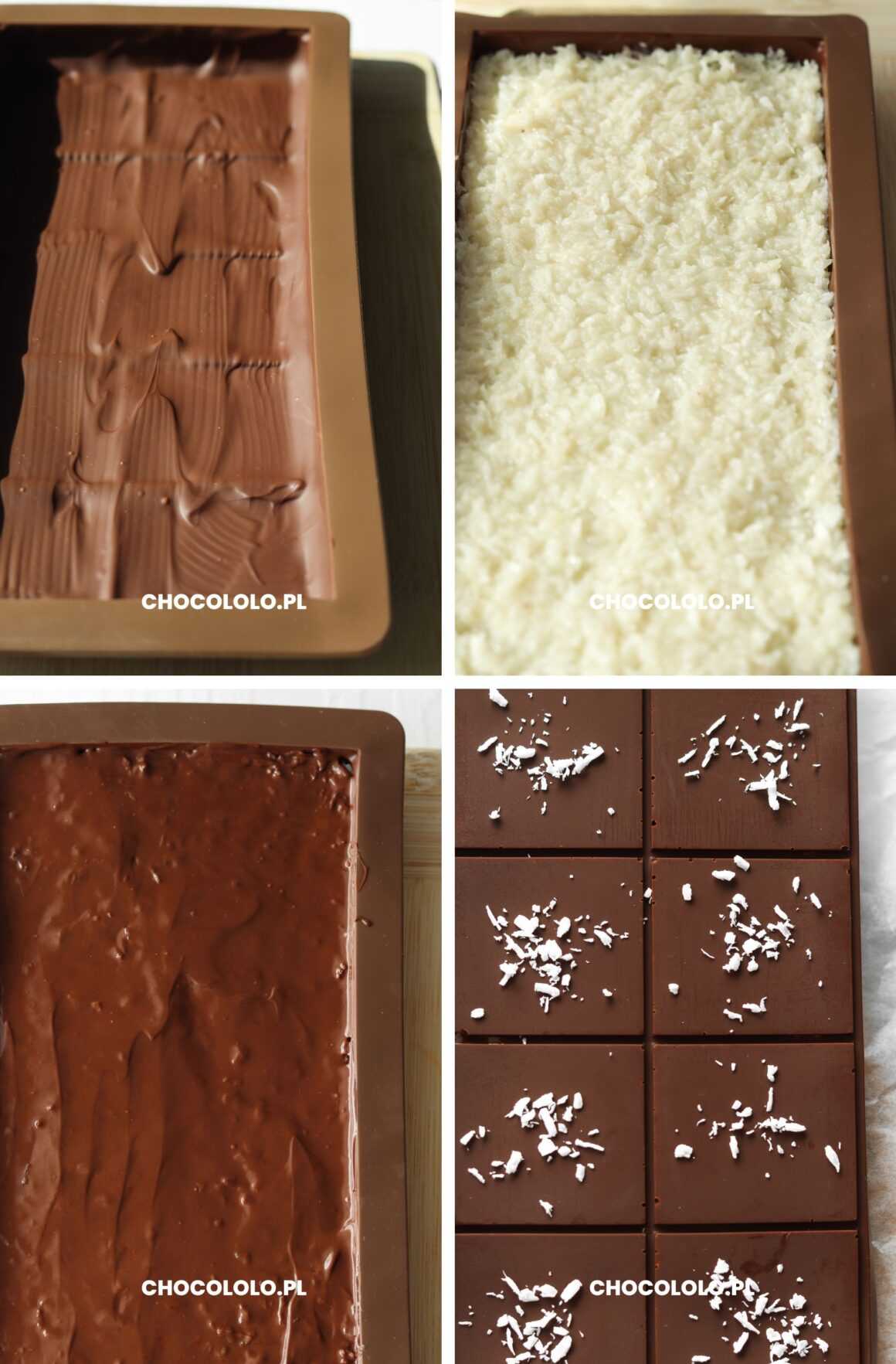 przepis na domową czekoladę z nadzieniem kokosowym