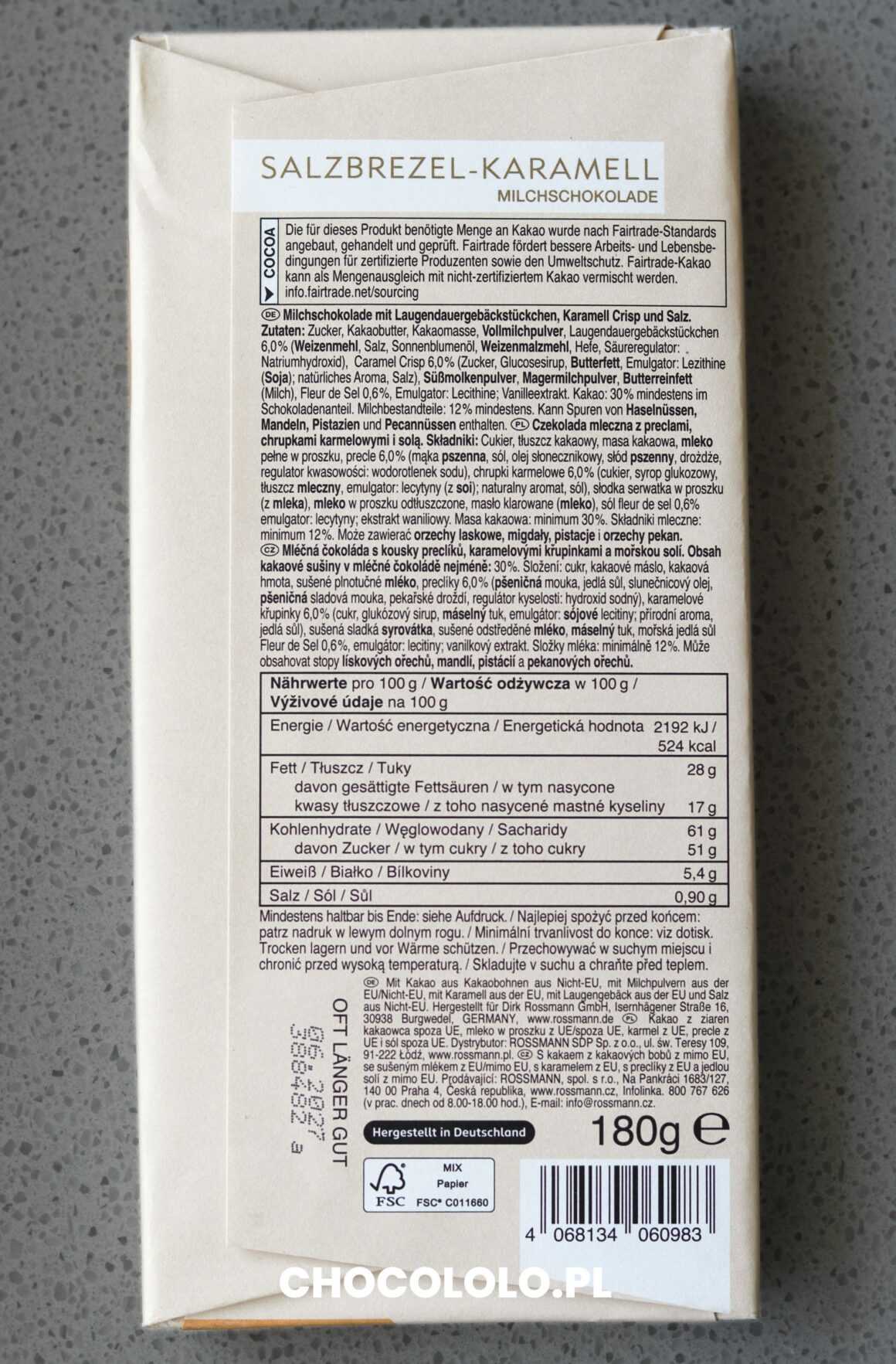 skład czekolady mlecznej Das exquisite z preclami