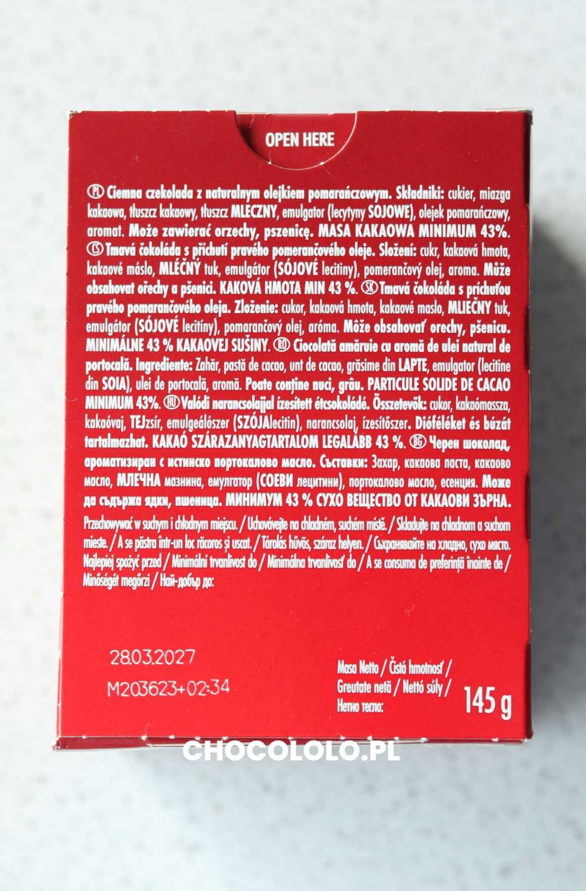 terrys chocolate czekolada ciemna pomarańczowa skład